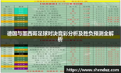 德国与墨西哥足球对决竞彩分析及胜负预测全解析